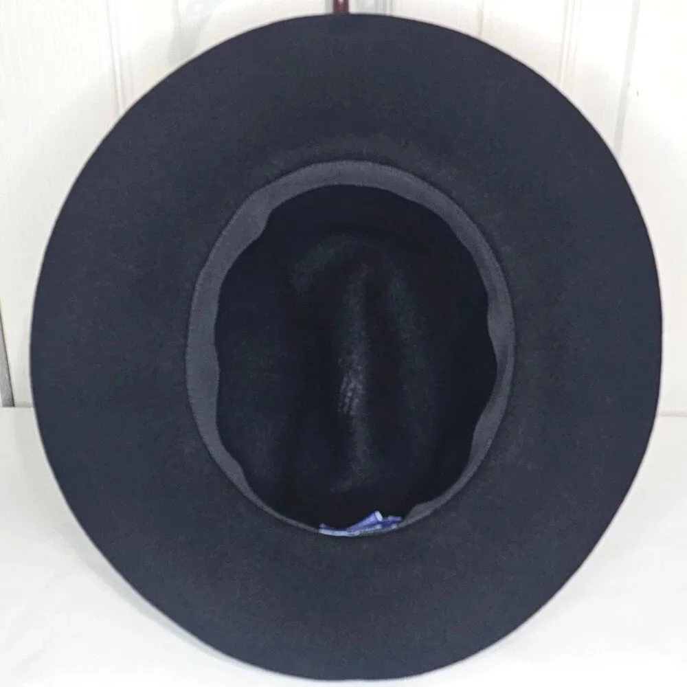 Hat Attack Women's Black Wool Felt Wide Brim Fedora Bucket Hat Floppy Winter USA